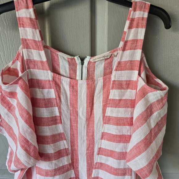 Soft Surroundings Women Linen Blend Top XS Cold Shoulder Striped Casual - Picture 7 of 14